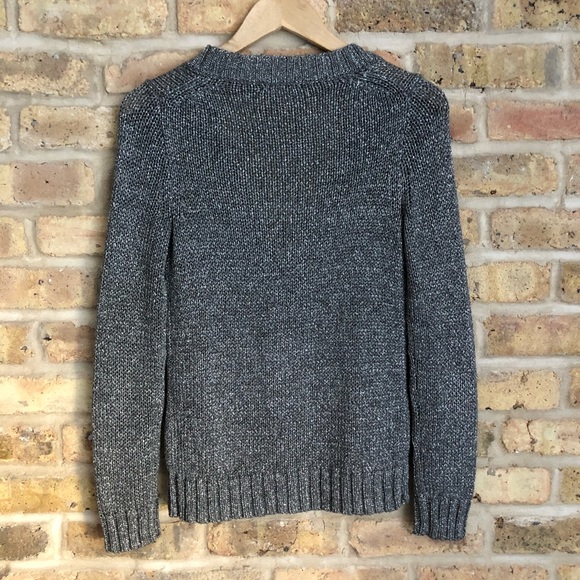 J. Crew Sparkly Metallic Silver Chunky V-Neck Cardigan - Picture 6 of 8